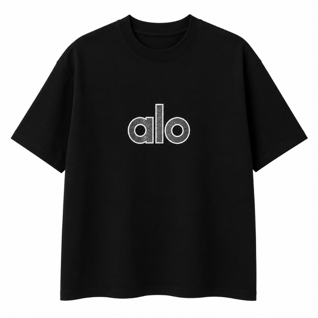 T-shirt Alo Logo Strass - Noir