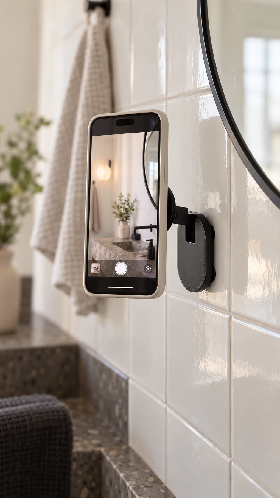 mount on bathroom tile