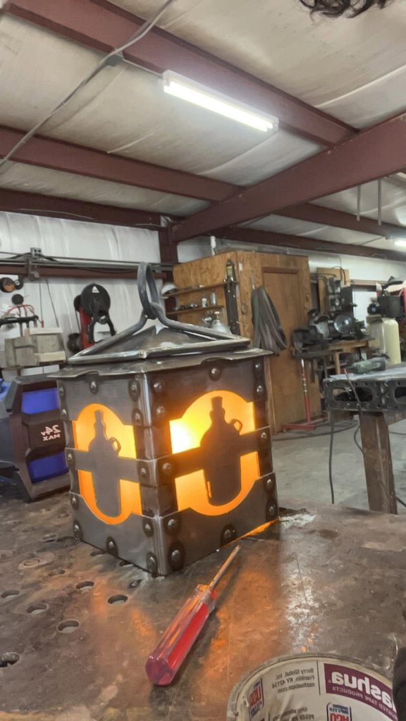 Large steel arch and bar structure fabricated for Full Throttle Distillery