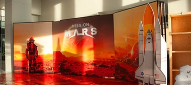 Mission Mars branded event display with Space Shuttle cutout