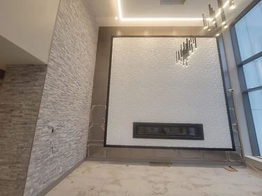 Double-height feature wall installation