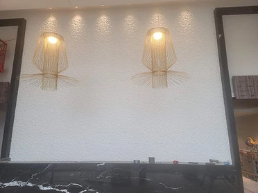 Completed feature wall and lighting detail