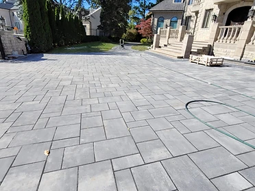 Completed stone driveway and hardscape