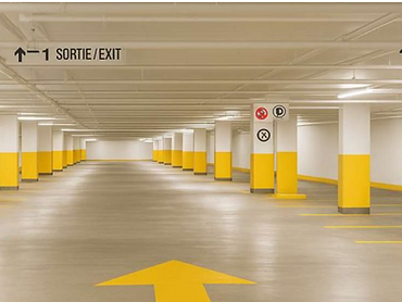 Finished underground parking garage