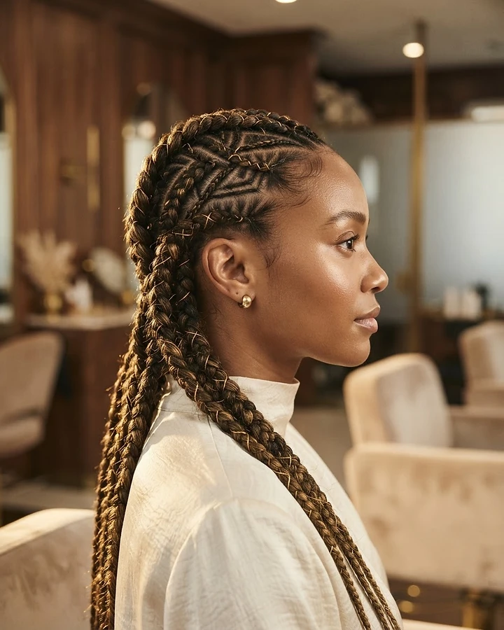 Intricate sculptural braids portrait