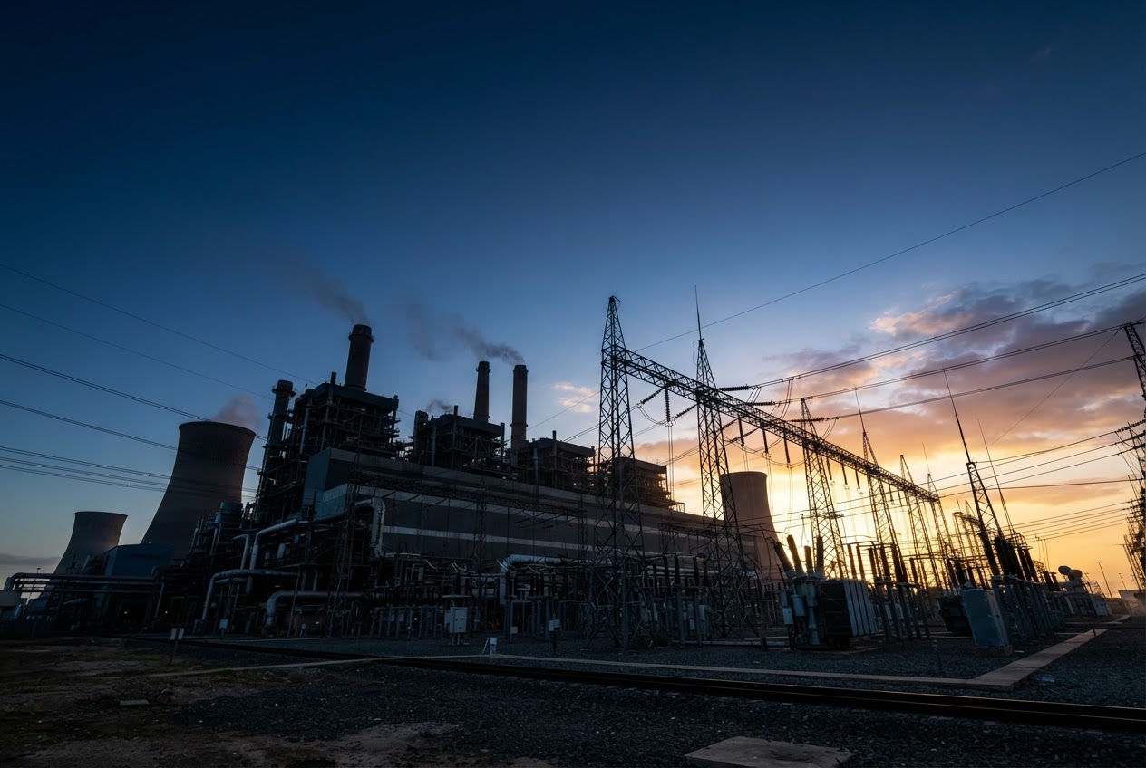 Industrial facility at sunrise