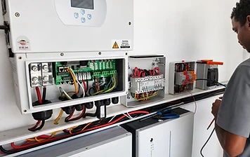 Solar inverter and battery bank installation.