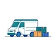 Flat illustration of a delivery van with parcels