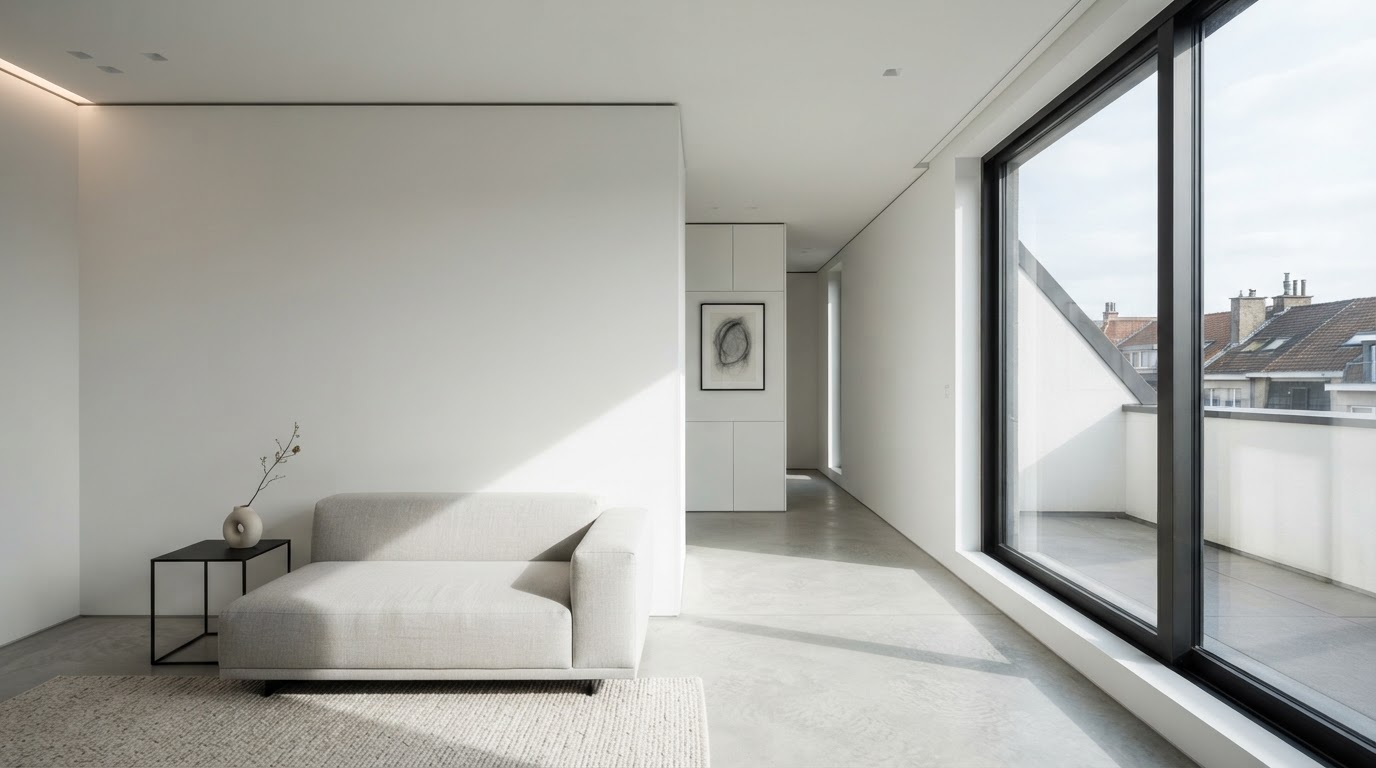 Modern gerenoveerd interieur met strak afgewerkte Gyproc wanden