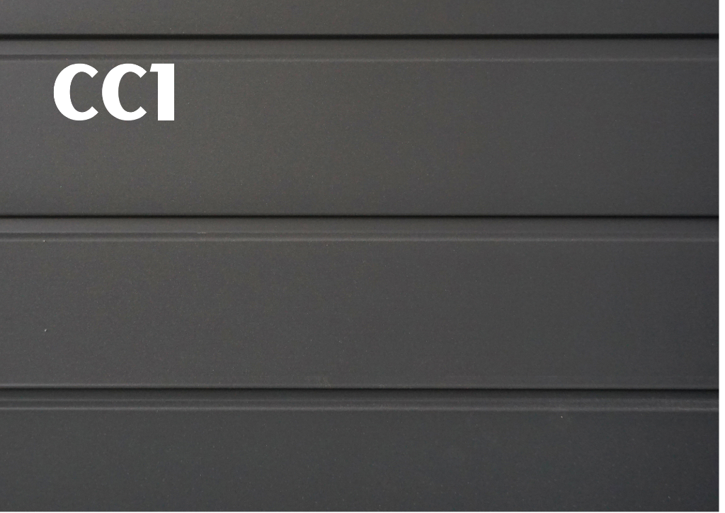 CC1 dark charcoal ribbed cladding sample.
