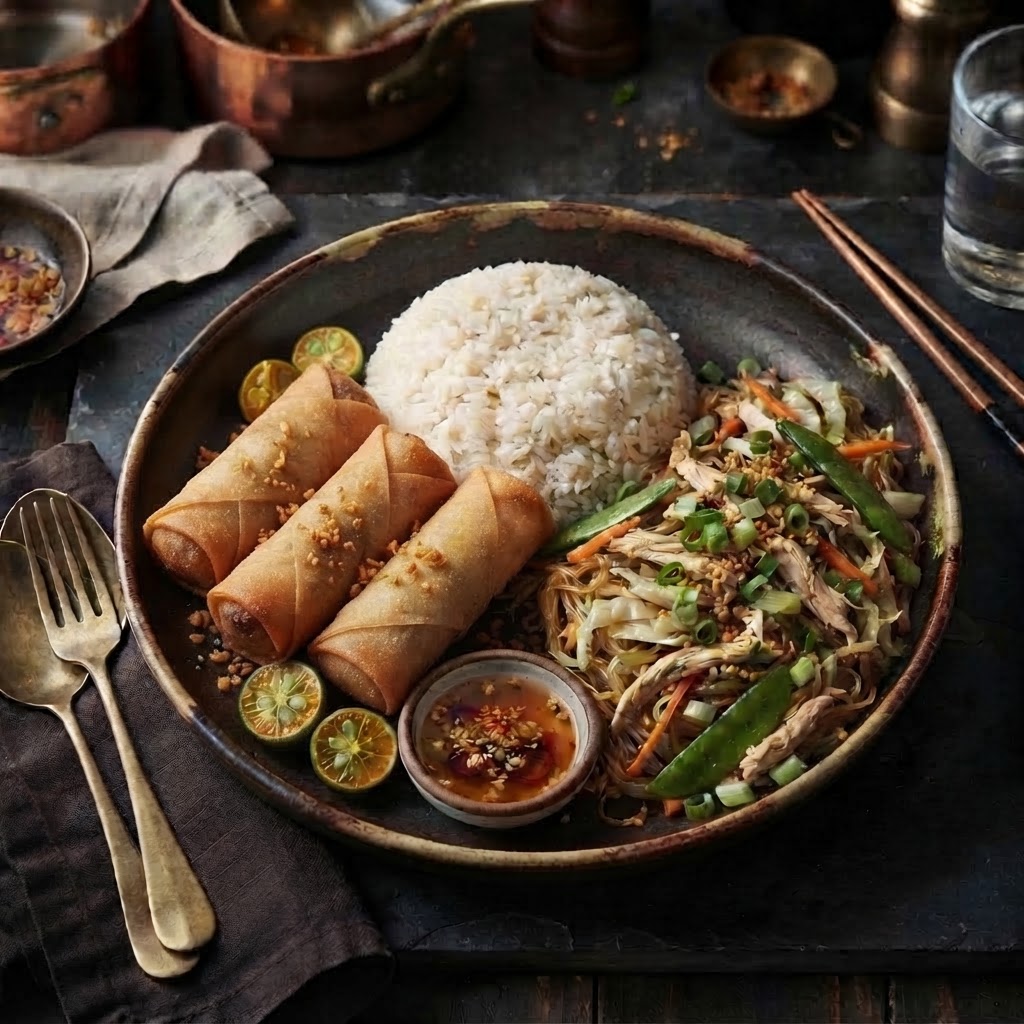 Pork Lumpia Pancit Rice