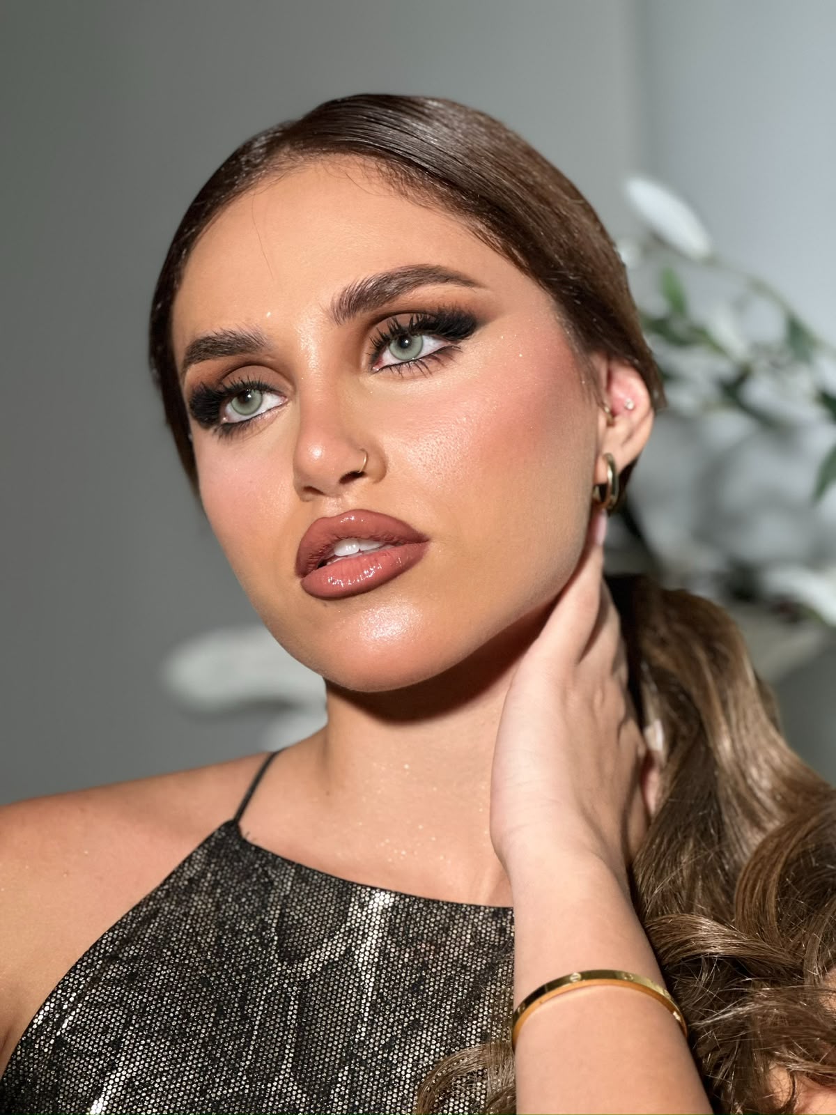 Lady D Beauty Lounge — evening glam makeup brunette portrait