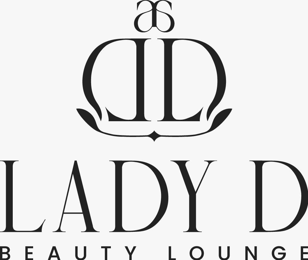 Lady D Beauty Lounge logo in English, black on white