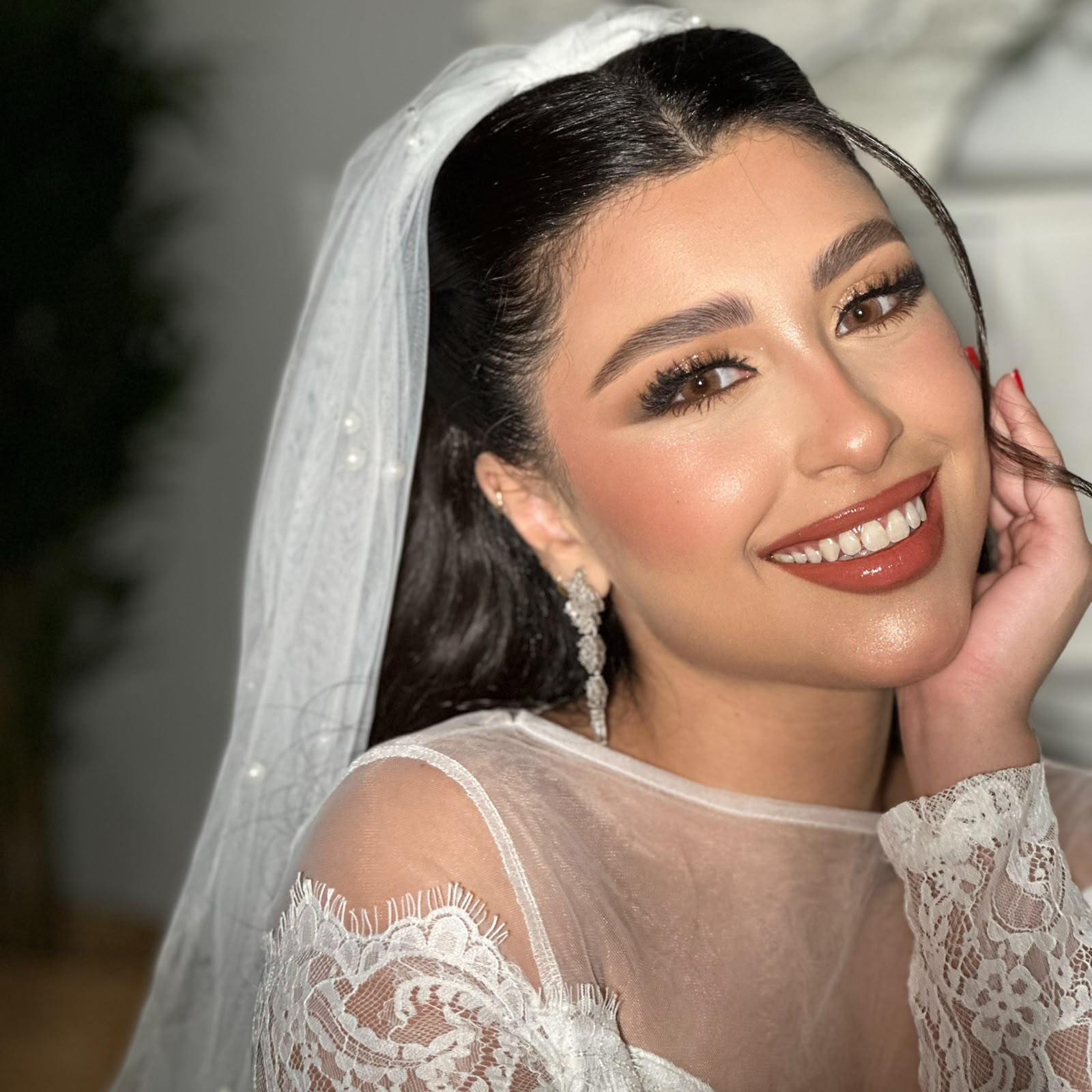 Lady D Beauty Lounge — smiling bridal soft glam makeup