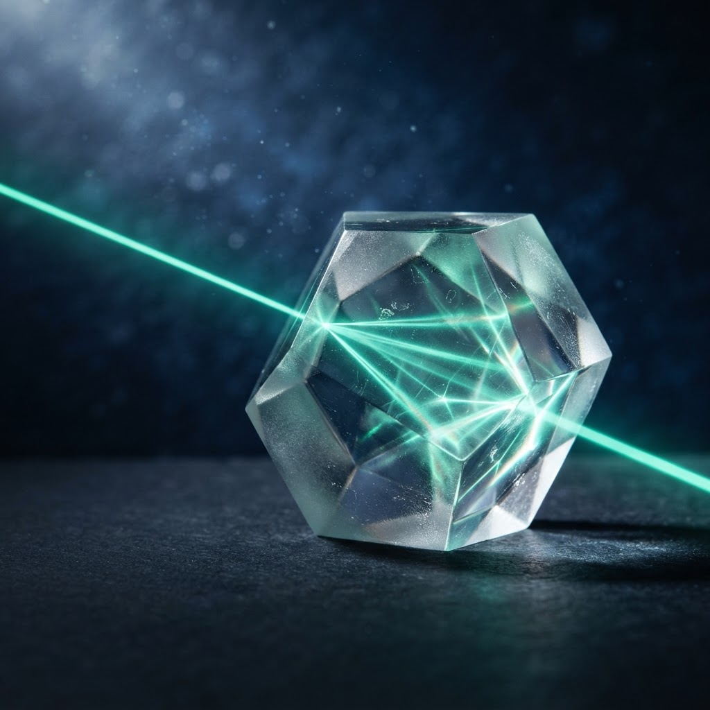 Abstract visualization — a single beam of light refracting into clarity, representing strategic insight