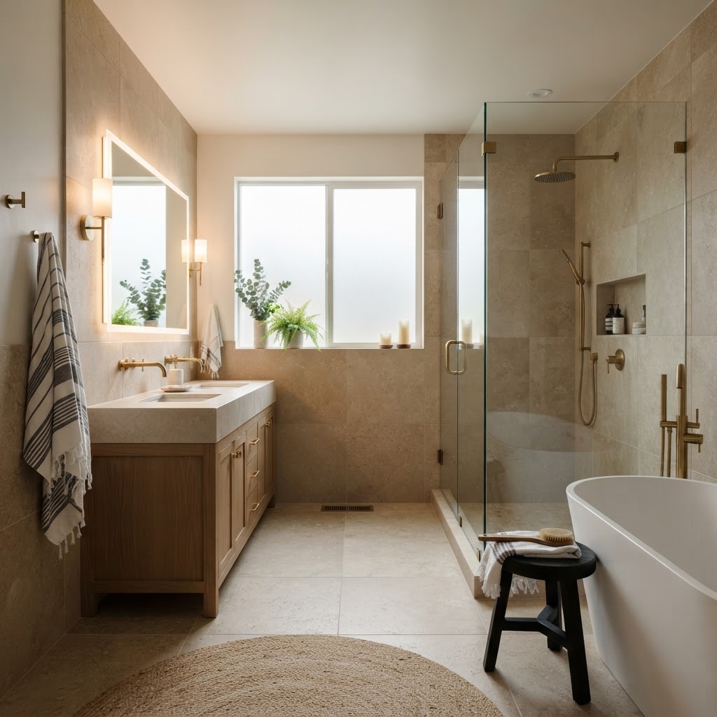 Serene Bathroom Sanctuary — Folsom, CA Serene Bathroom Sanctuary — Bathroom Remodeling remodeling project by Apex Line Construction in Folsom, CA