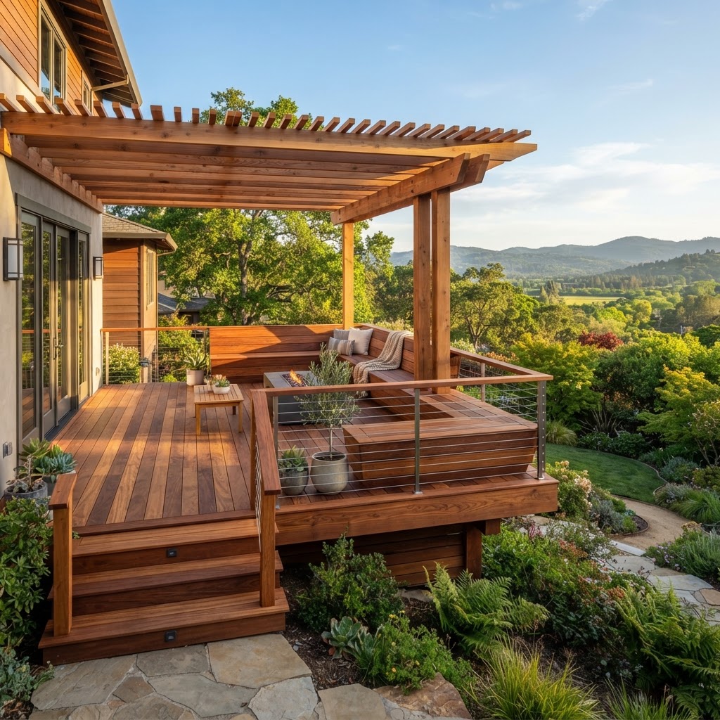 Forest Deck Extension — El Dorado Hills, CA Forest Deck Extension — Decking & Outdoor Living remodeling project by Apex Line Construction in El Dorado Hills, CA