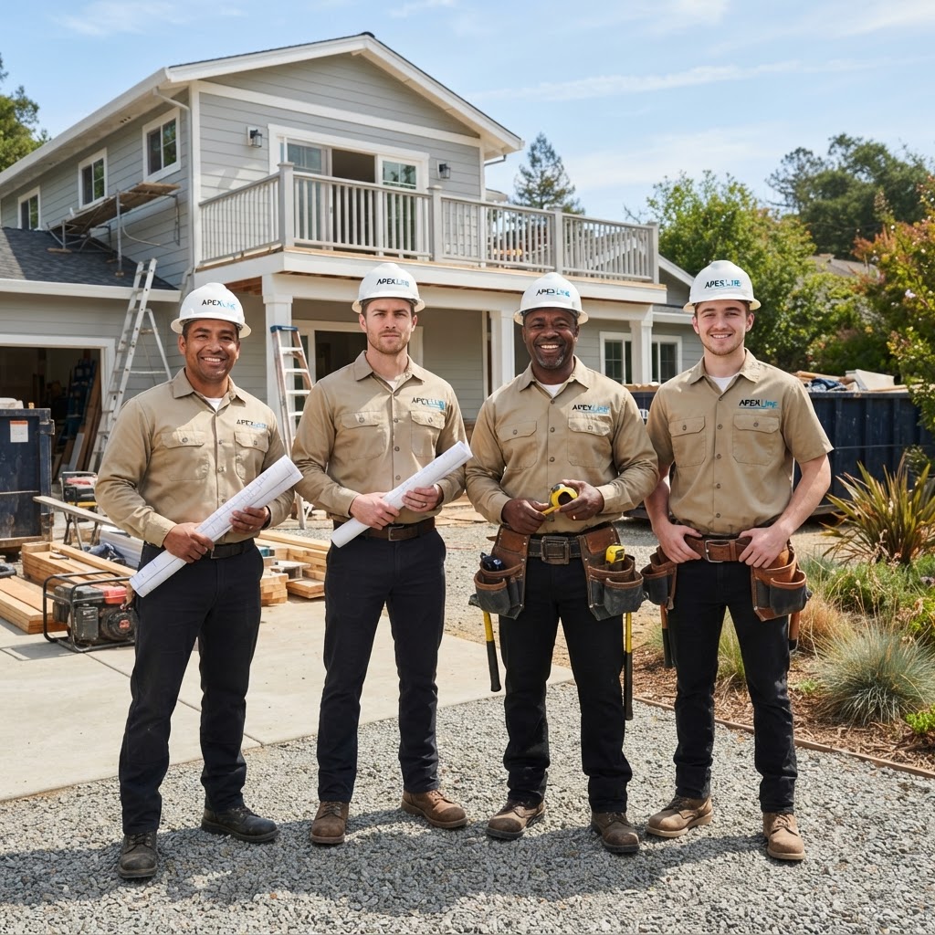 The Apex Line Construction team Apex Line Construction professional remodeling team — family owned, licensed, and insured