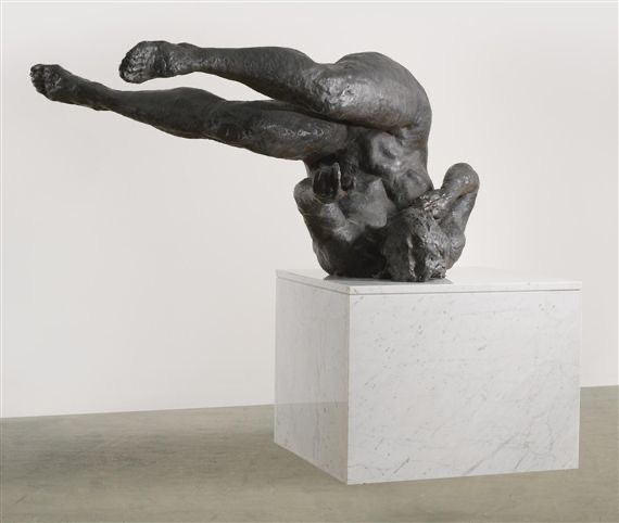 Lucy Glendinning Feather Child, a curled body covered in black feathers