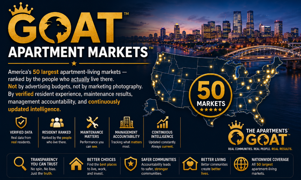 GOAT Apartment Markets™ — 50 Markets