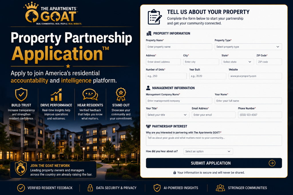 Property Partnership Application™ — join America's residential accountability and intelligence platform