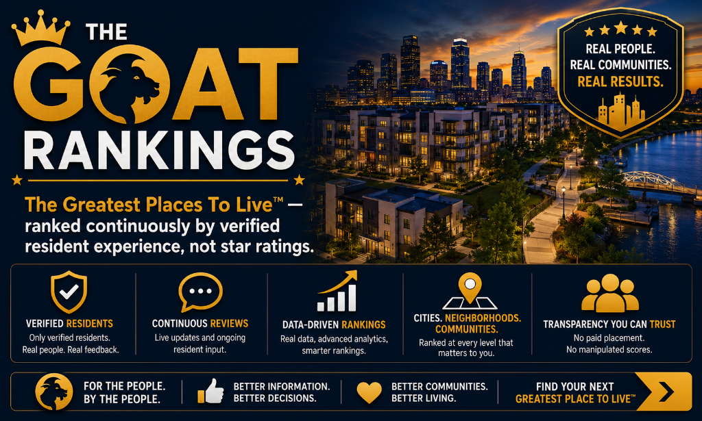 The GOAT Rankings — The Greatest Places To Live™