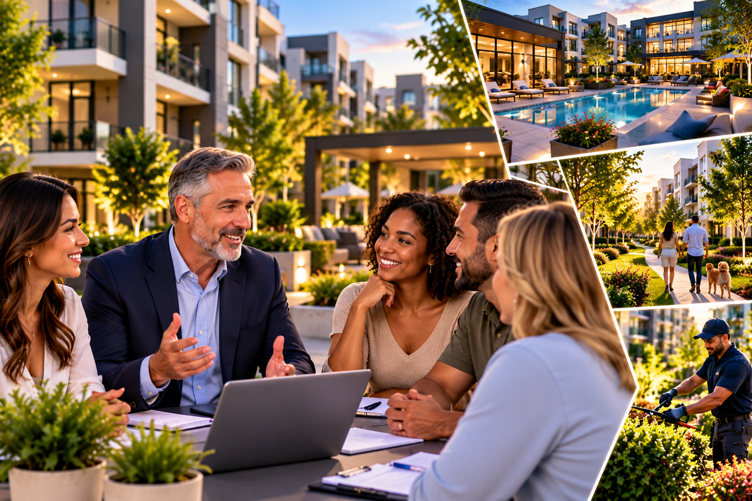 Modern condo community gathering