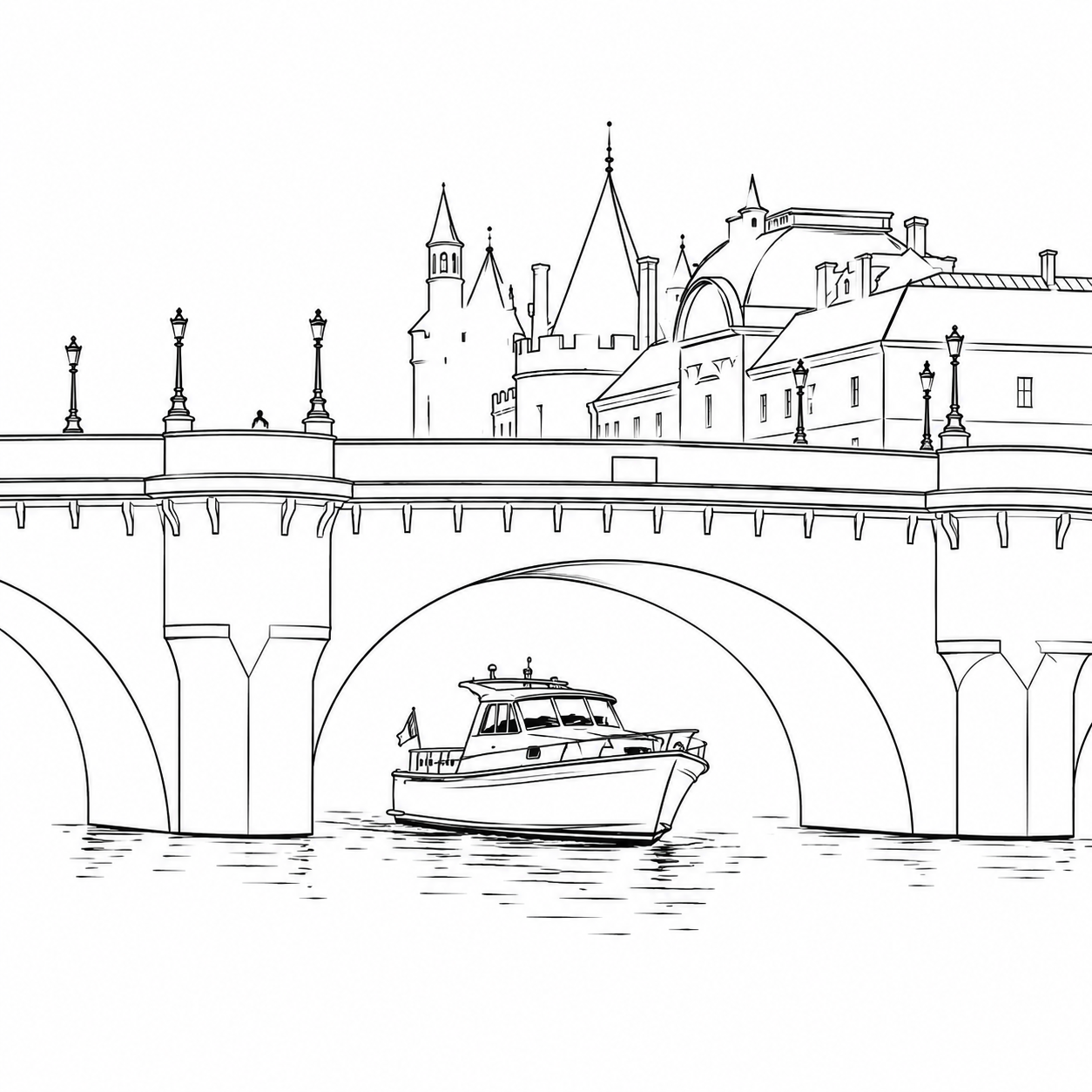 Pont Saint-Louis et le yacht Grand Banks sur la Seine