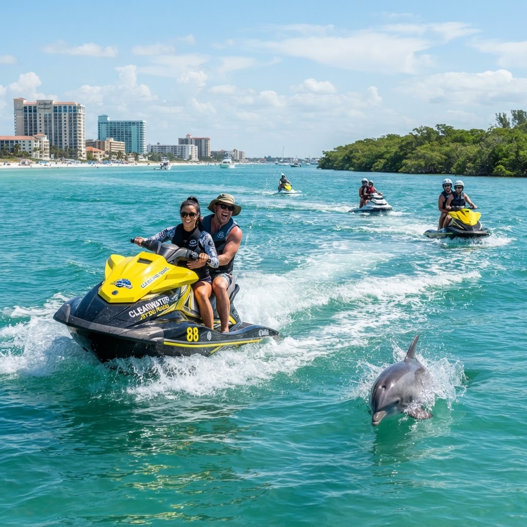 Guided jet ski dolphin tour on Clearwater Beach