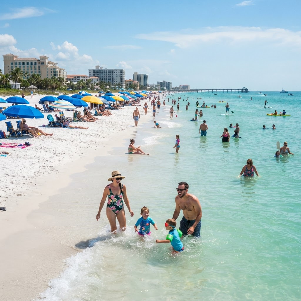 Guests enjoying Clearwater Beach waters