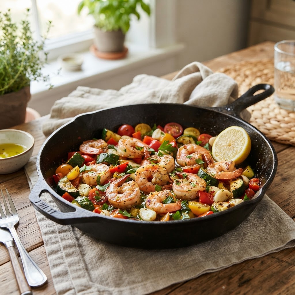One-Pan Garlic Shrimp & Vegetables