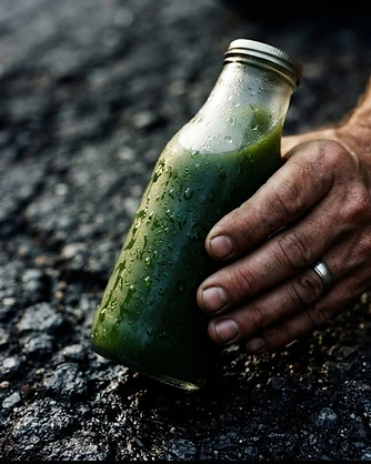 Cold pressed juice in hand
