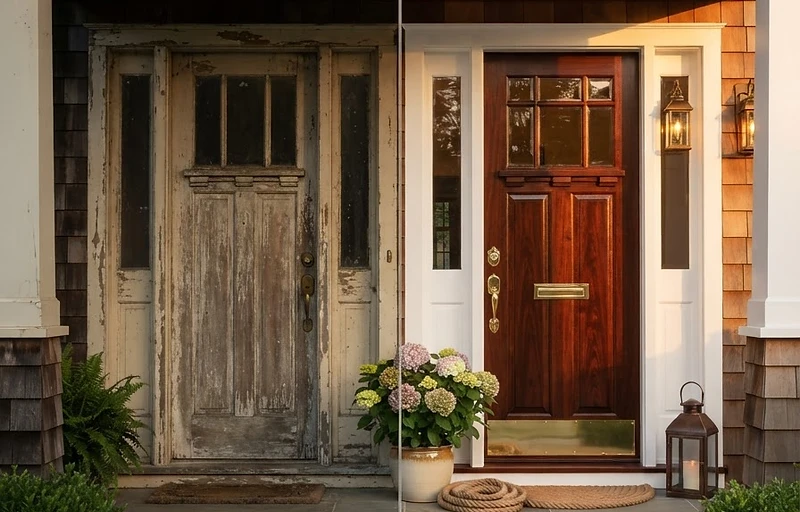 A restored craftsman front door
