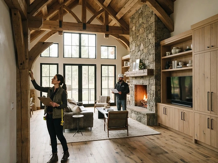 A craftsman inspecting a home's details