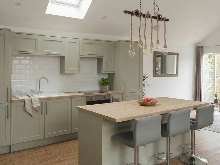 Sage Shaker Island Kitchen