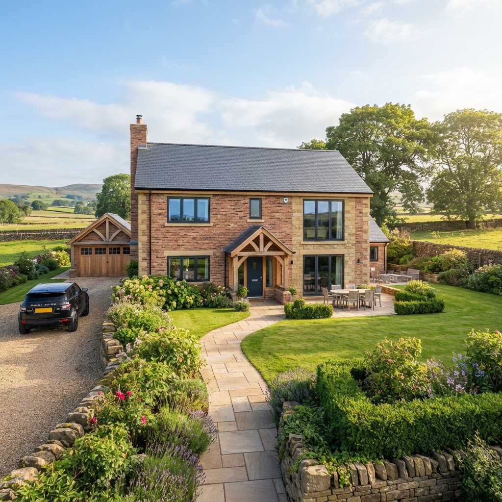 A Woodward signature new build at dusk in Lancashire