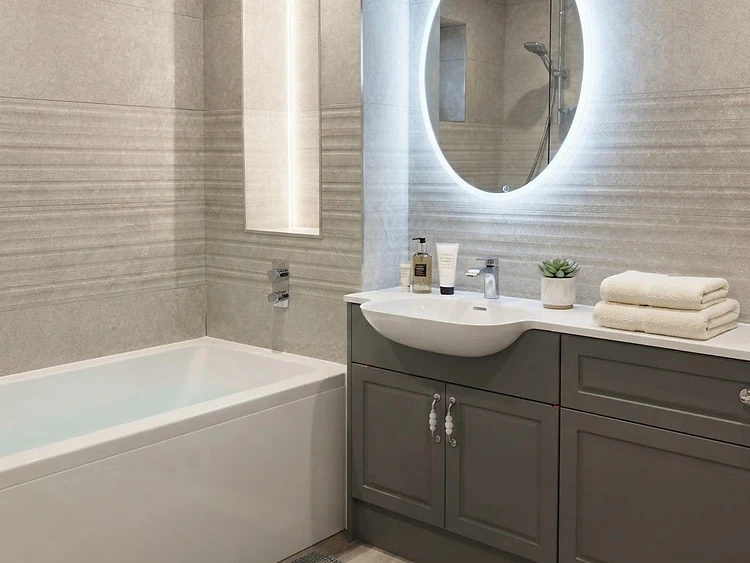 Halo-Lit Vanity & Bath