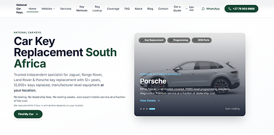 National Car Keys — desktop site