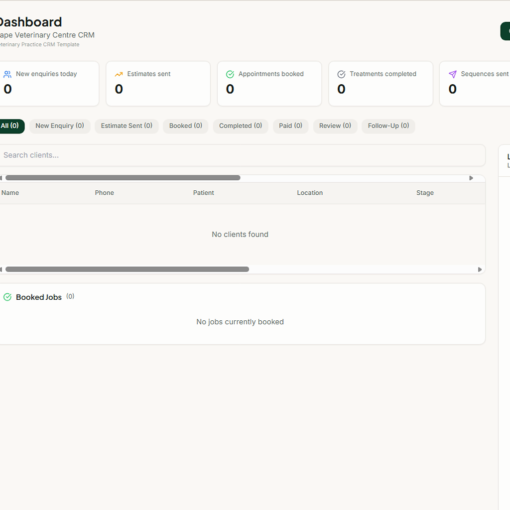 CVC Practice Hub — veterinary CRM desktop dashboard