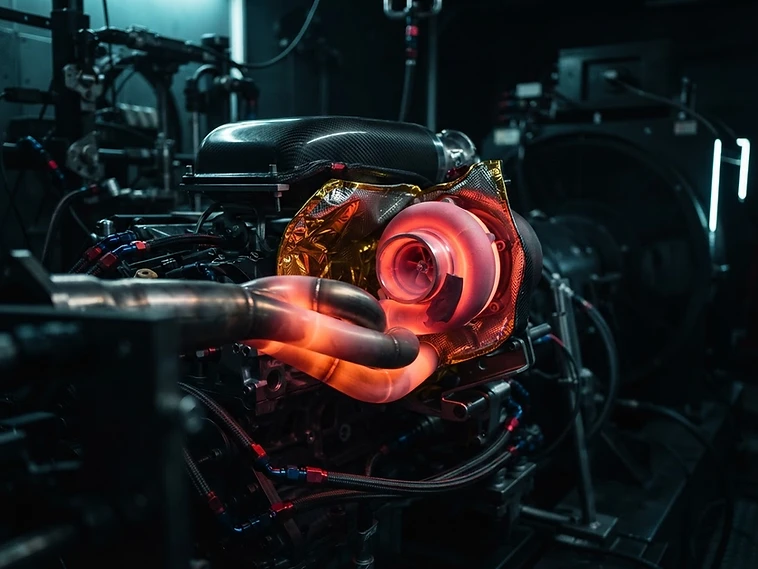Engine on the dynamometer during a RevX validation run