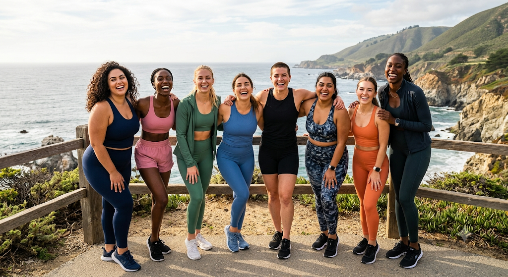 A community of women celebrating wellness outdoors