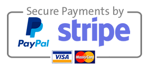 Secure Payments by PayPal, Stripe, Visa, Mastercard