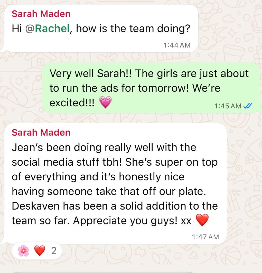 Message from Sarah Maden