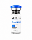 Tesamorelin 2mg lyophilized research vial — research peptide for endocrine research, HPLC-verified and supplied by CellTheory
