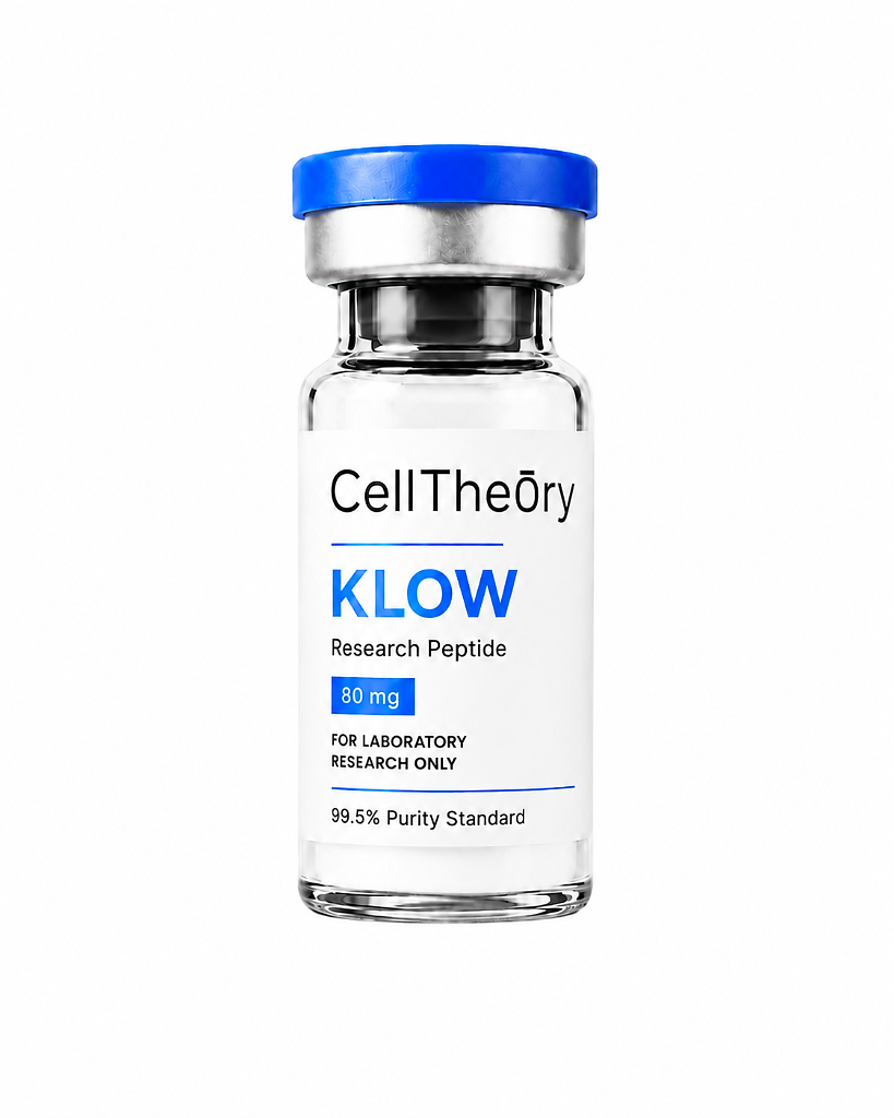 KLOW 80mg lyophilized research vial — research blend for dermatological research, HPLC-verified and supplied by CellTheory