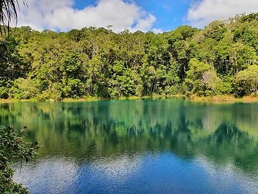 Lake Eucha State Park — pristine clear lake in Ozark foothills with morning mist
