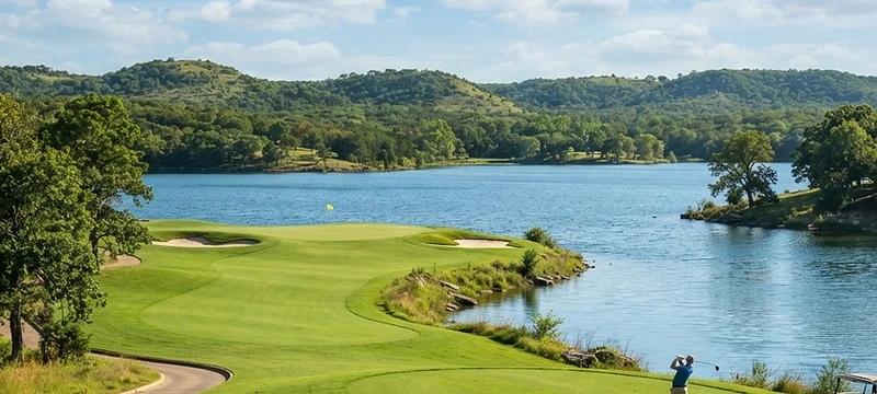 Fort Cobb State Park — lakefront golf course meeting sparkling lake