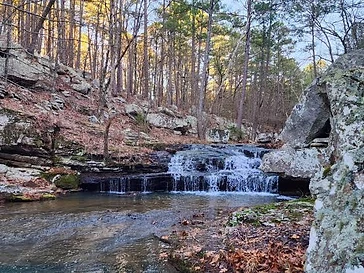McGee Creek State Park — rugged Ouachita Mountain lake with rocky cliffs and fall color