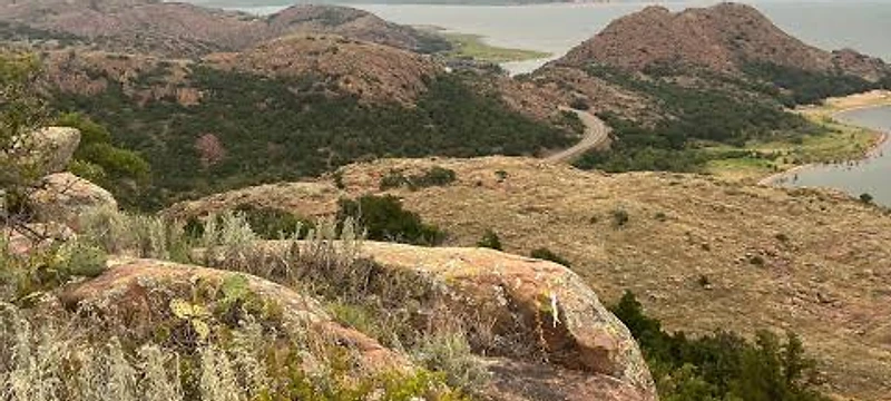 Quartz Mountain State Park — dramatic granite mountain beside Lake Altus-Lugert