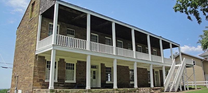 Fort Gibson Historic Site — reconstructed 1824 frontier military fort with log stockade buildings